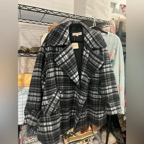Free People Highlands Wool Blend PeaCoat, MED NWOT - Picture 8 of 8